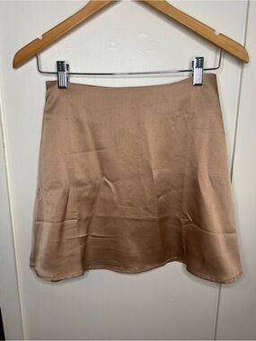 Satin Circle Skirt in Tan